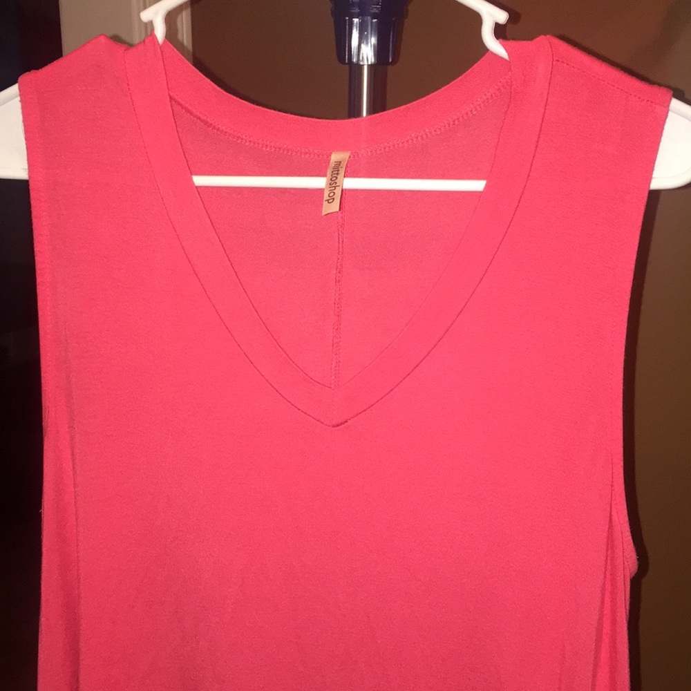 Peach v neck swing dress